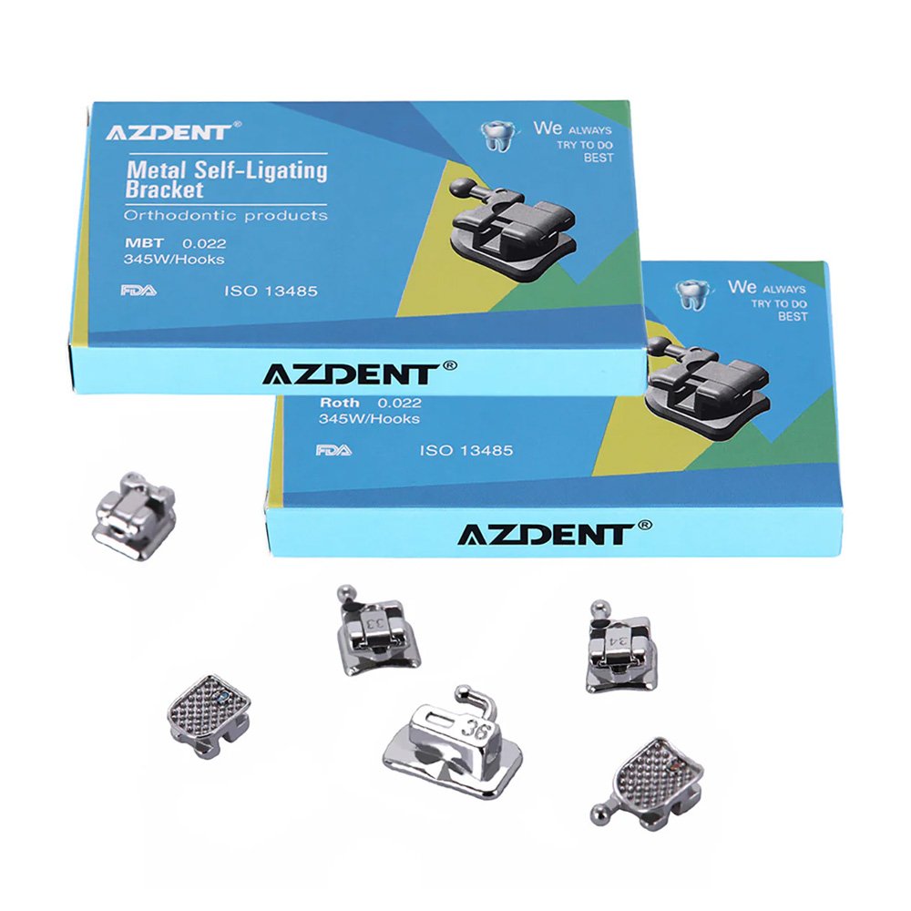BRACKETS METÁLICOS AUTOLIGABLES ROTH/MBT AZDENT SLOT 0.22 HOOKS 3,4,5
