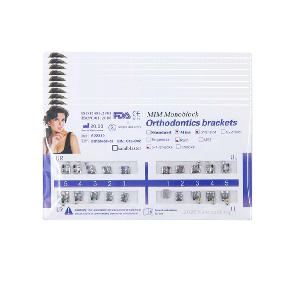 BRACKETS METÁLICOS SKY MINI MBT SLOT 0.22 HOOKS 3-4-5 x10 CASOS